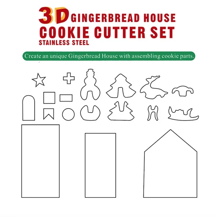 
3D House and Christmas Scenario Cookie Cutter Set Of 18pcs SW-BS160C 