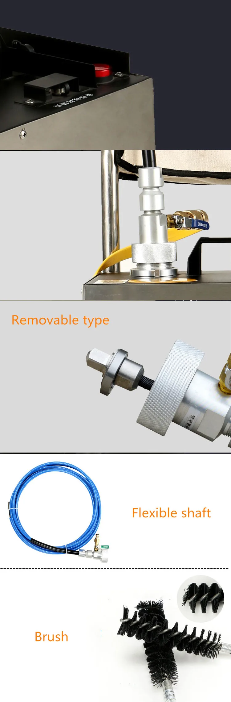 Portable metal pipe unblocking machine, heat exchanger chiller condenser cleaning machine