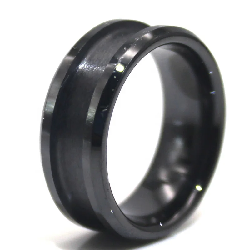 
Custom 6mm 8MM Width Black Beveled Edge Tungsten Channel Ring Core Blank 