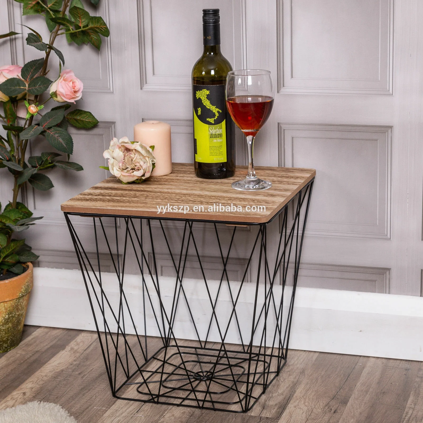 
Multi-function small wire coffee table metal basket storage with lid square wire coffee table 