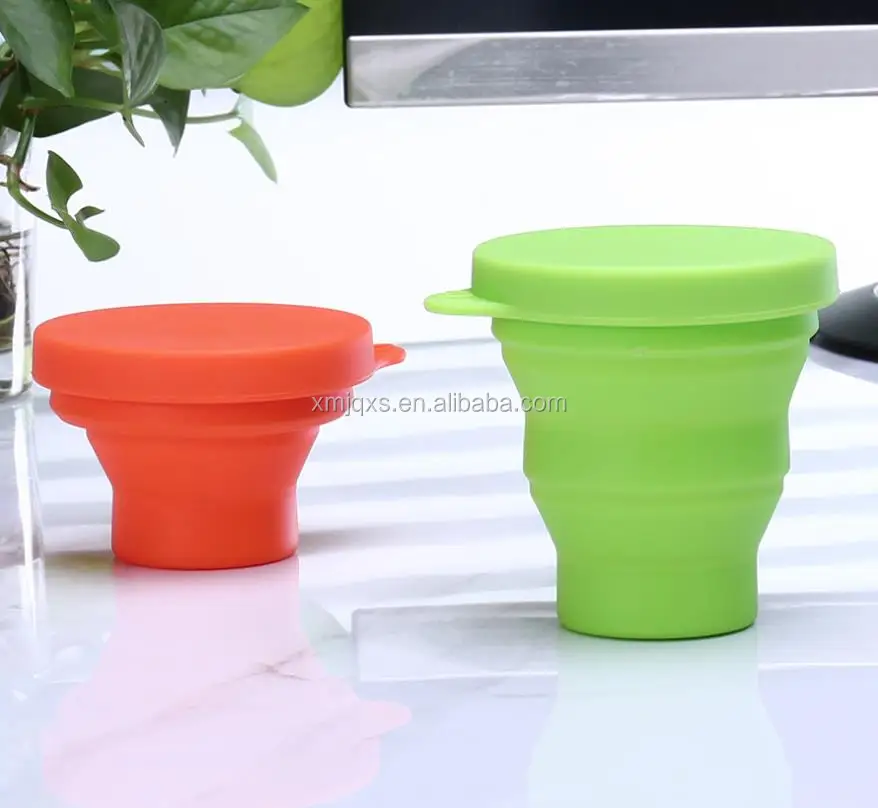 
Outdoor sports cup Eco-friendly silicone collapsible cup with lids 