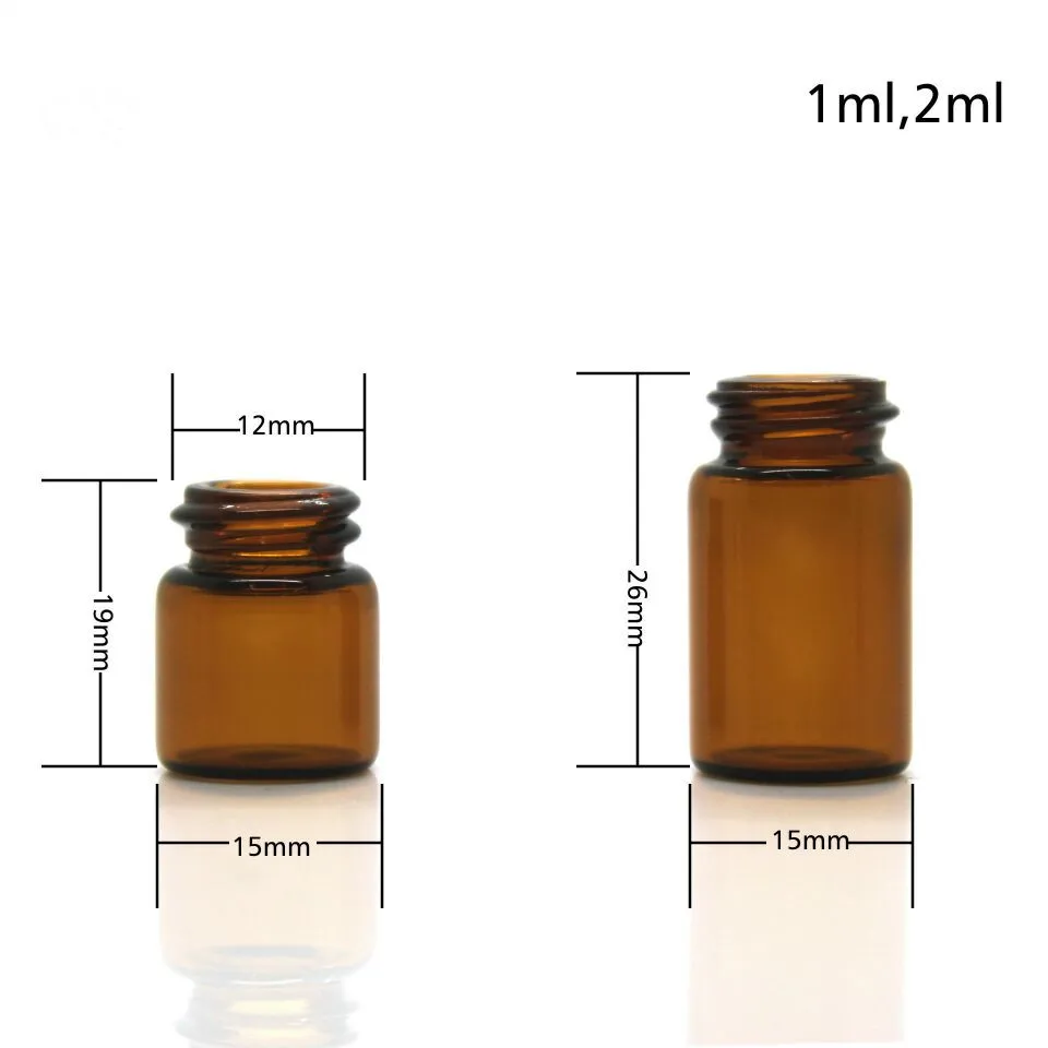 2ml glass vial brown 1ml 3 ml amber clear glass essential oil bottle 5ml blue small sample bottles with reducer and cap