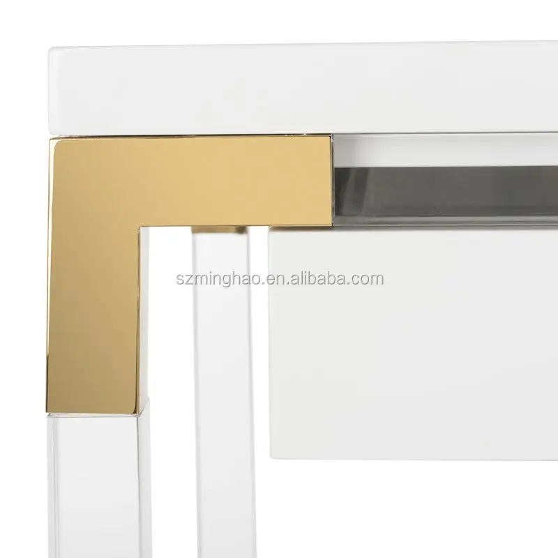 Dressing table, elegant white acrylic dressing table with drawer