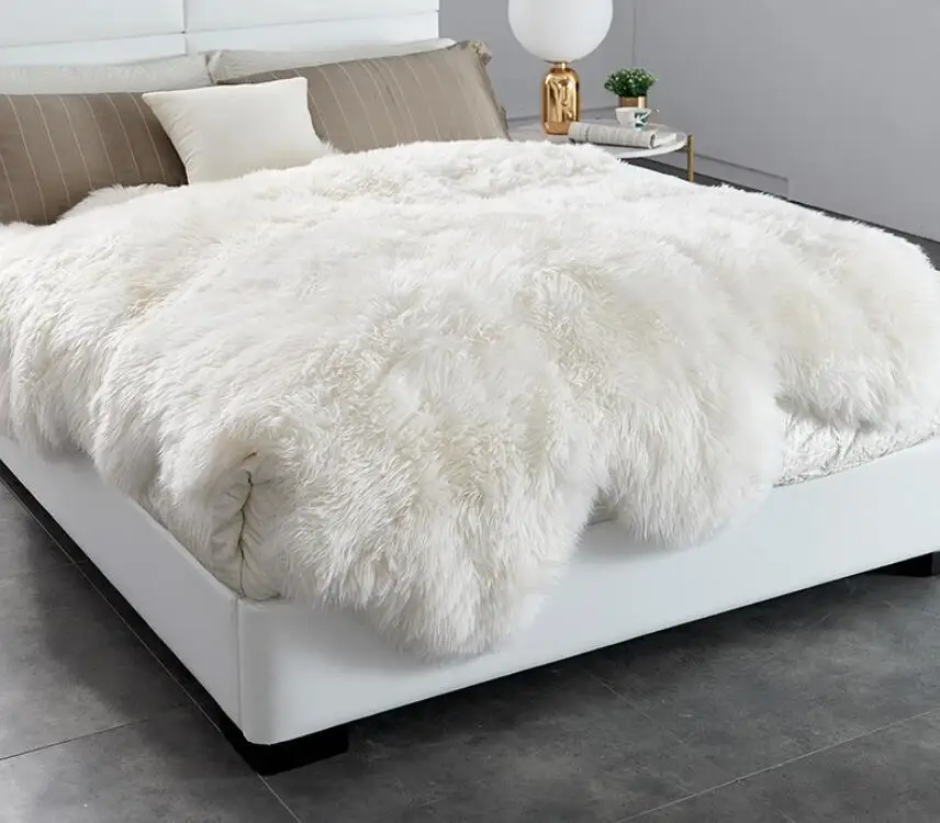 Real Australia Sheep Fur Skin  /  Long Hair Sheep Plate rug for bed
