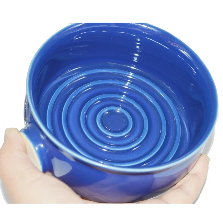 Customer Blue New Design Ceramic Shaving Scuttle Shaving Brush Bowl for Men