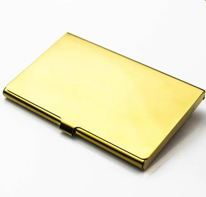 Luxury gold polished surface stainless steel metal credit card holder with engraving LOGO
