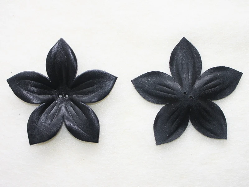 Good Quality Solid Color Genuine Leather Petal With 5 leaves For Making DIY Flowers Accessories Decoration 8*8cm