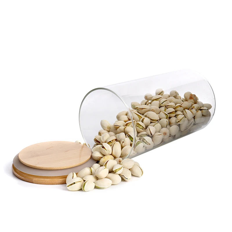 
Wholesale food grade glass storage jar pasta canister jar with bamboo lids for kitchen 