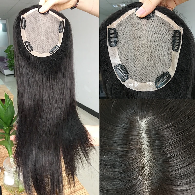 Factory price virgin unprocessed hair indian human hair silk top topper wig for men