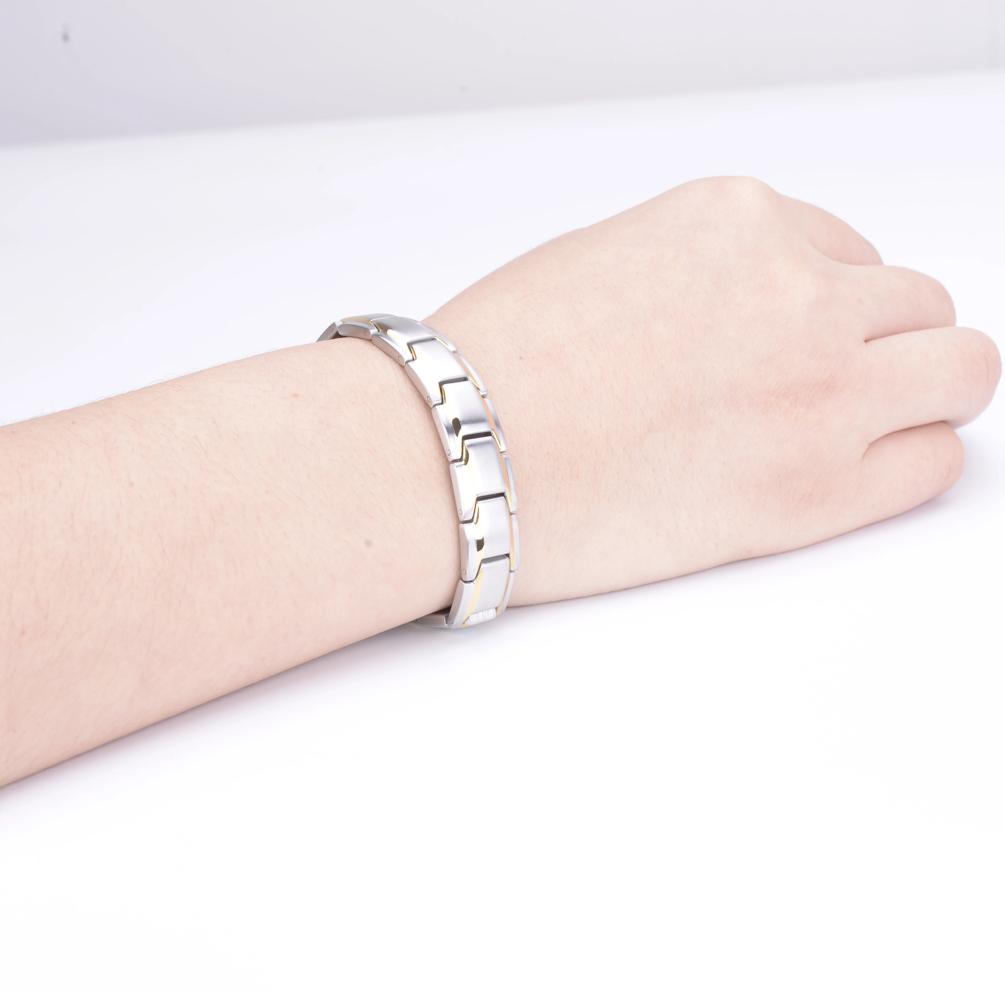 3000 Gauss Magnetic Men Stainless Steel Bio Magnetic Therapy Negative Ion Health Bracelet