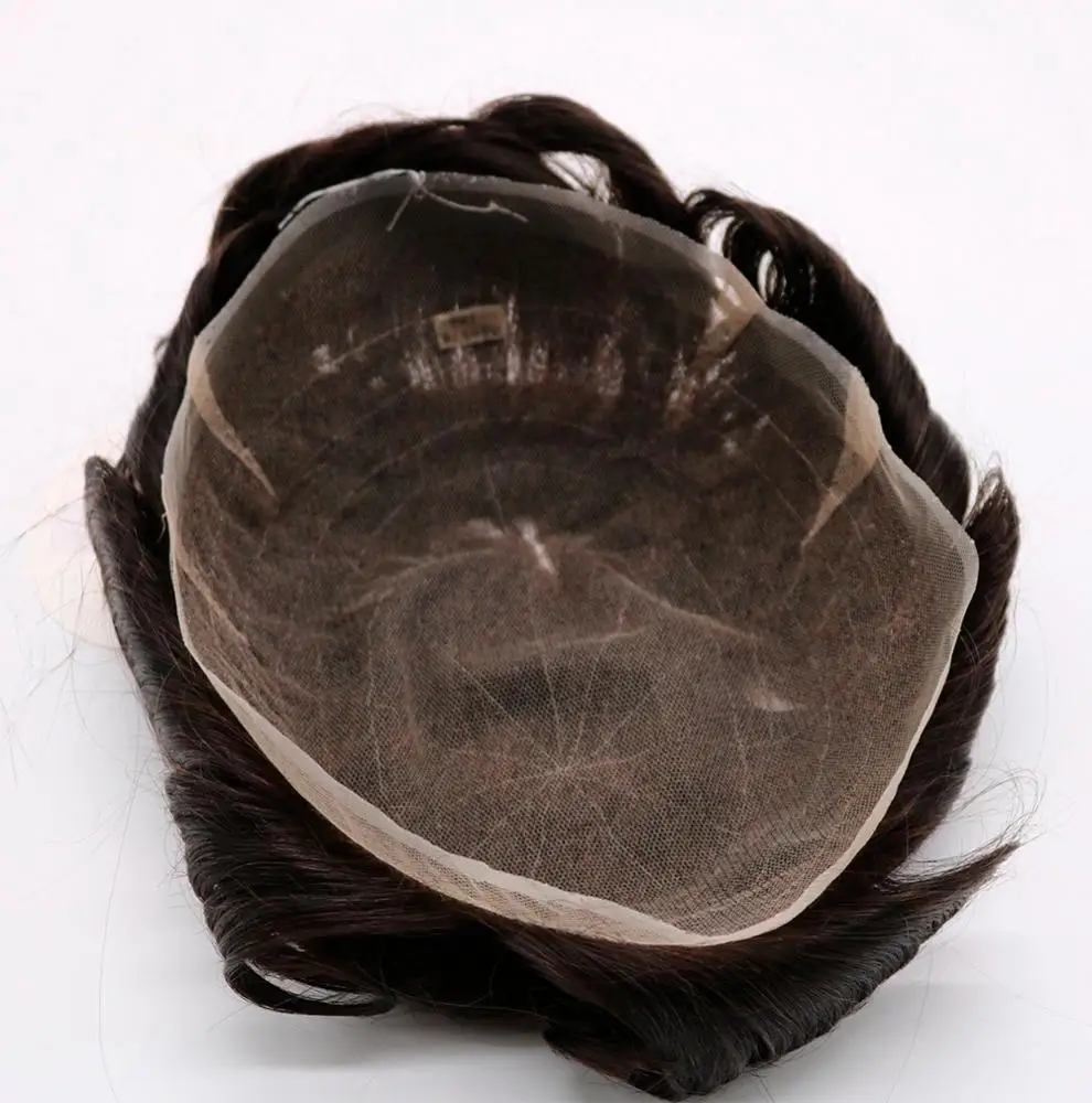 Выбеленные узлы, мужской парик, швейцарская кружевная Реми-система для замены волос, индийский парик для мужчин, мужской парик, полностью Швейцарский парик