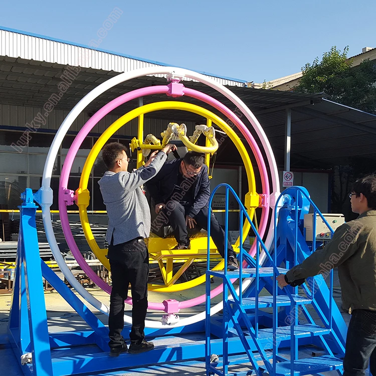 Outdoor Amusement park equipment 3D space ball ring rotary game human gyroscope ride