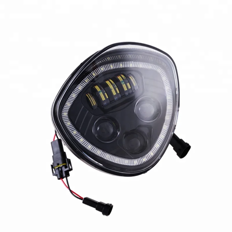 black motorcycle LED headlight with angle eye for Victory Cross country