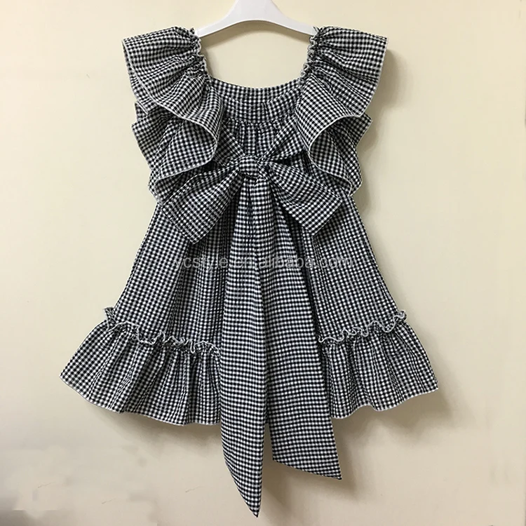 Лидер продаж, наряды из хлопка с большим бантом и оборками для маленьких девочек, детская эксклюзивная одежда