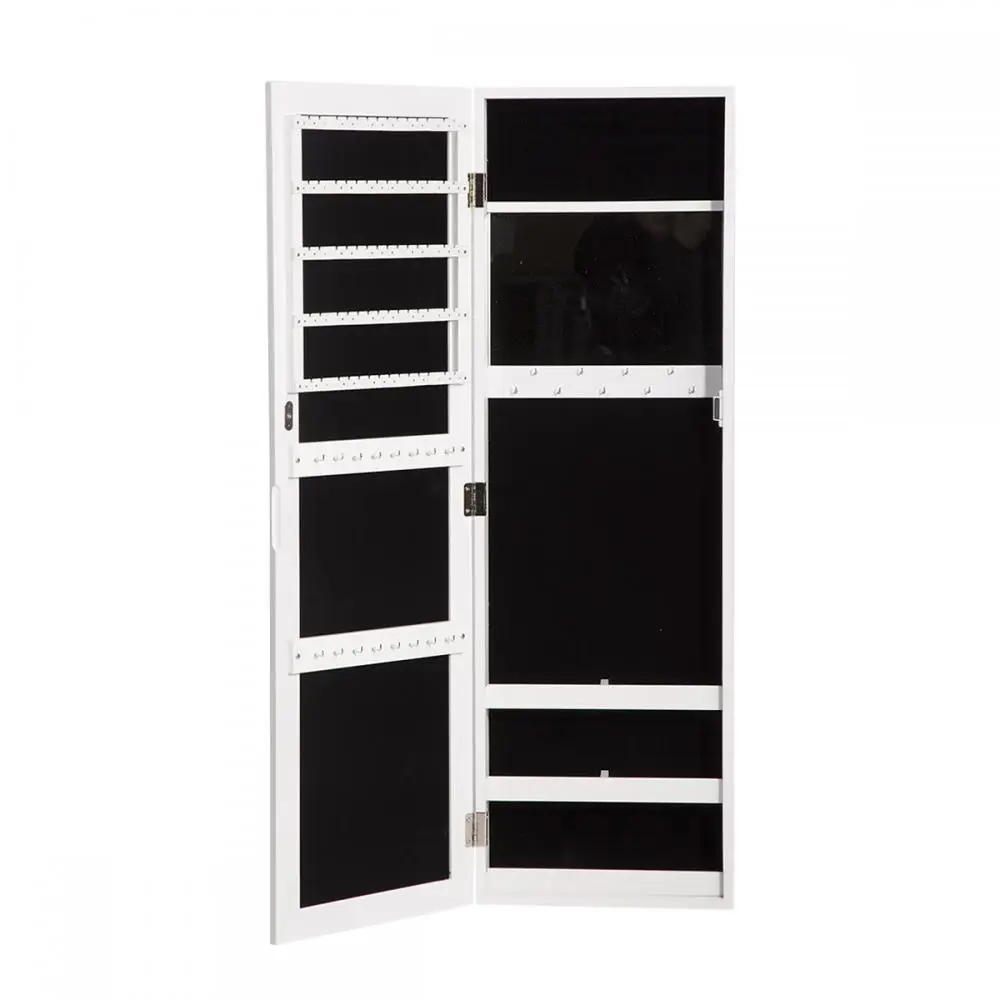 Wooden Wall Mount Cabinet with Lock Jewelry Storage Cabinet with Dressing Mirror