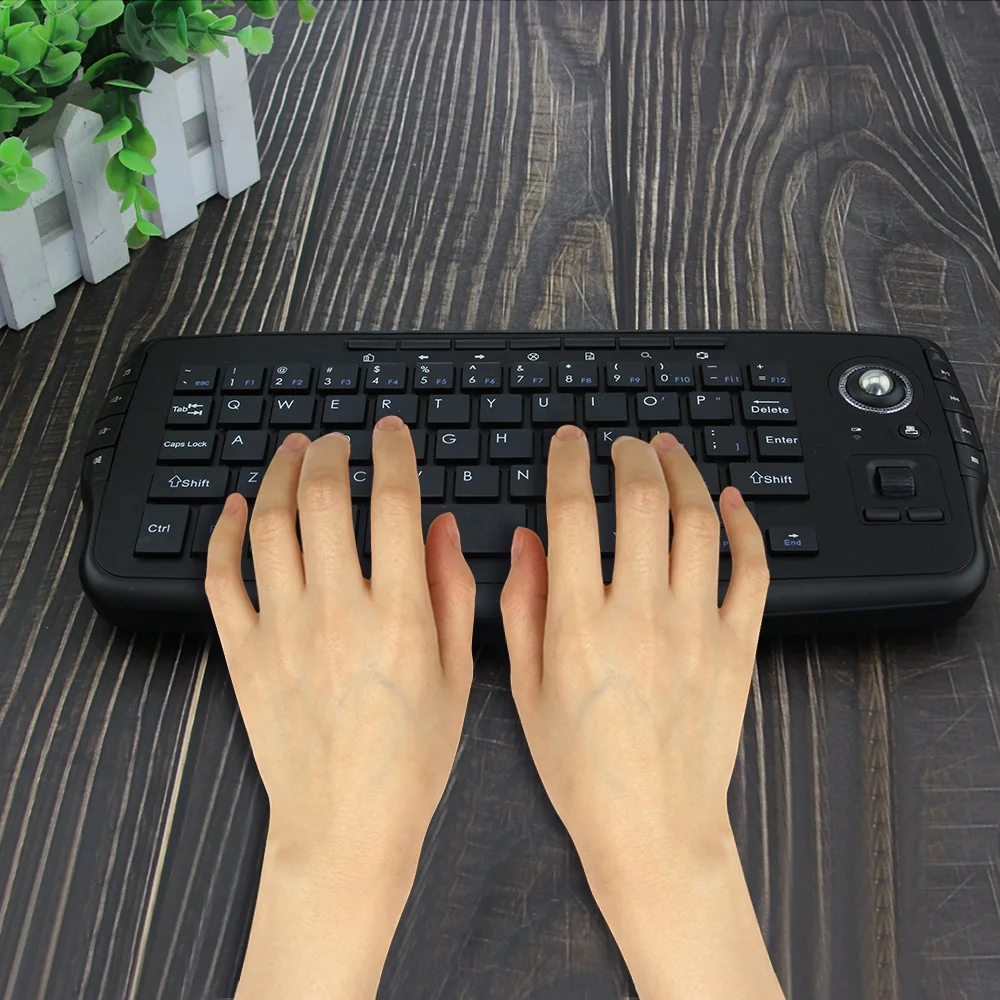 USB Portable  Wireless 2.4G Optical Keyboard Trackball Mice Mouse for Laptop PC