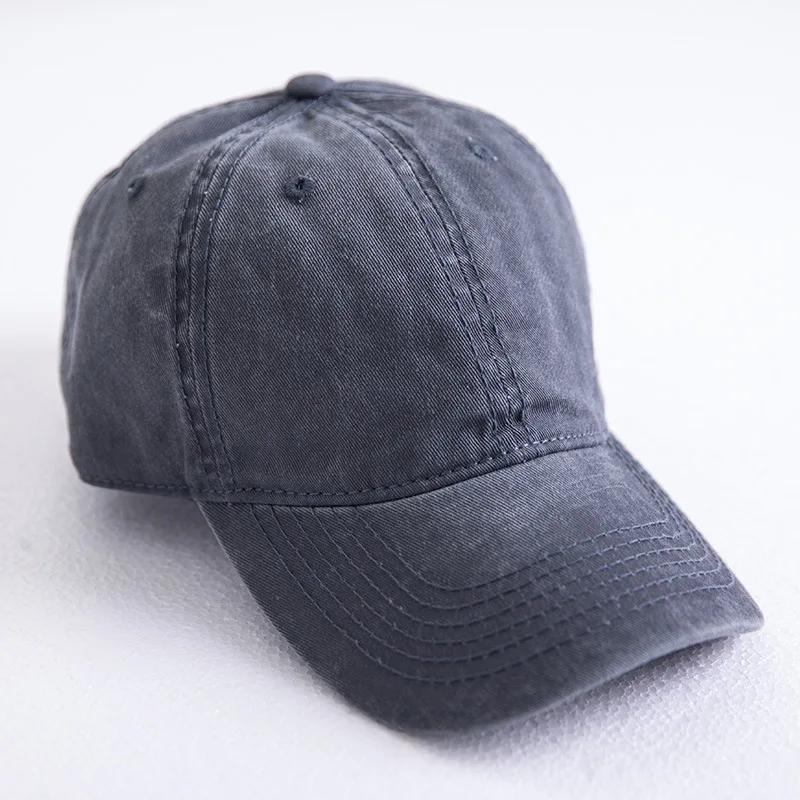 Cheap blank washed navy blue tan unstructured baseball cap mom hat dad hat
