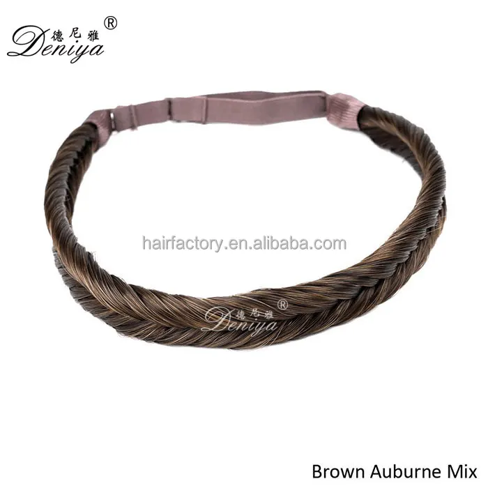 
Hot sale synthetic fishtail braided headbands elastic stretch hair pieces 