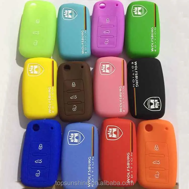 Guangzhou Auto Parts Silicone Remote Keyless Entry Accessories 3 Buttons Car Key Fobs Case Covers for VW Polo