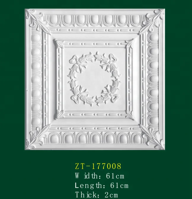 
Artistic Easy Install PU Square Ceiling Tiles for roof decoration 