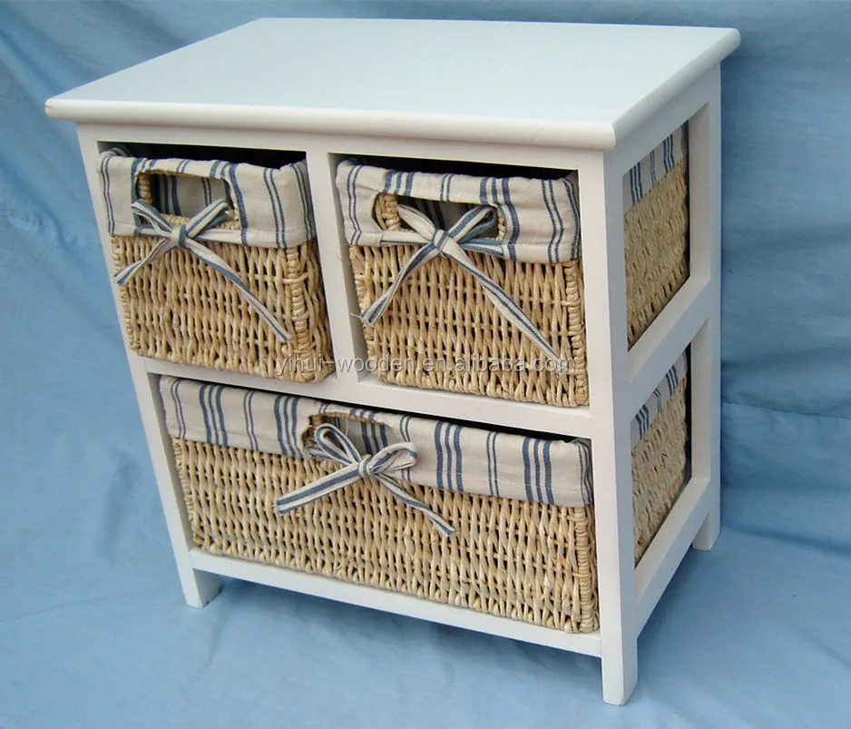 
 Мебель для домашнего хранения, деревянный шкаф с ротанговыми/плетеными/соломенными корзинами, шкаф с ящиками  