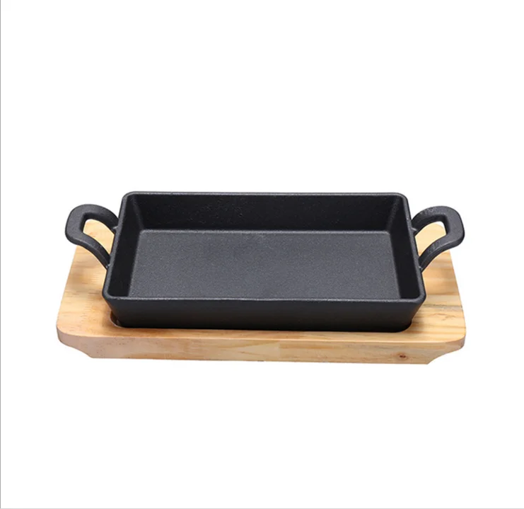 Square Korean Grilled Plate Double Ear Cast Iron Plate
