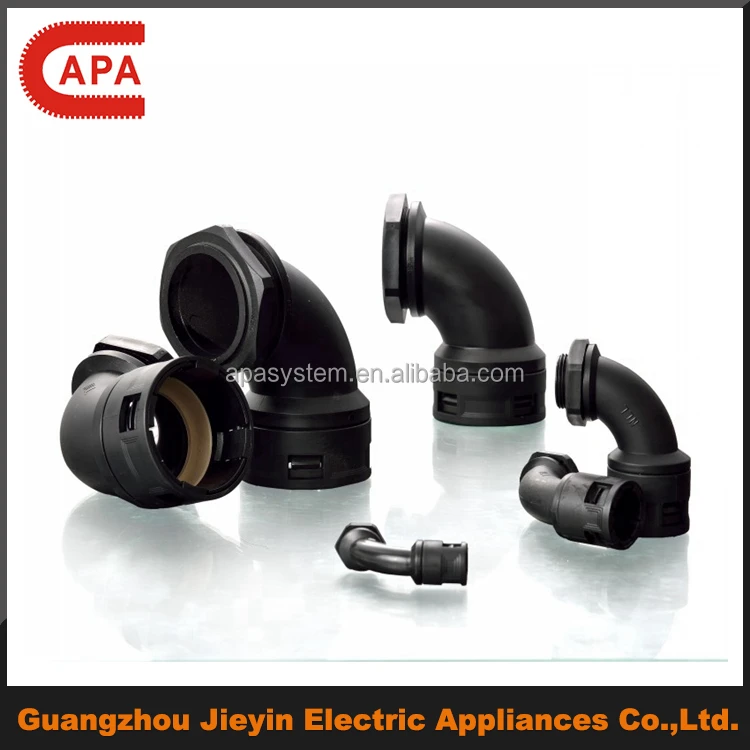 
90 angle elbow PA6 plastic connector for electrical hose pipe 