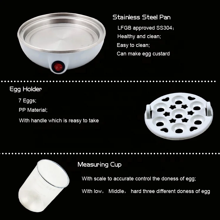 CE approved stainless steel egg master with 7 eggs capacity