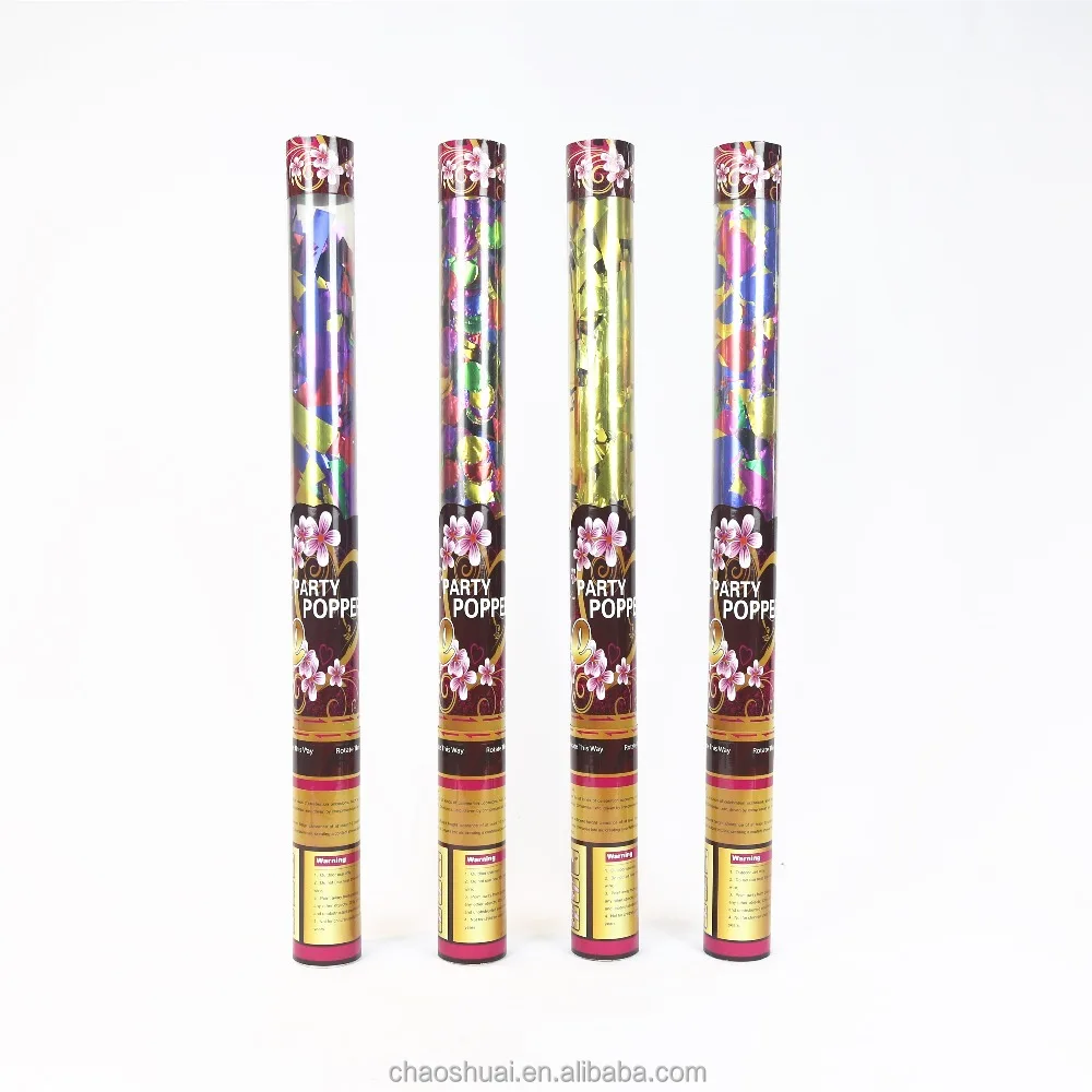 transparent party confetti tube with foil confetti