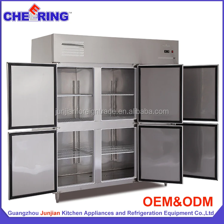 kitchen manufacturer refrigeration equipment fan cooling 3 door stainless steel commercial meat refrigerator showcase