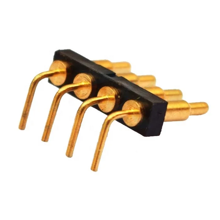 Right angle 1X4pin 2.54mm spring loaded pogo pin connector series