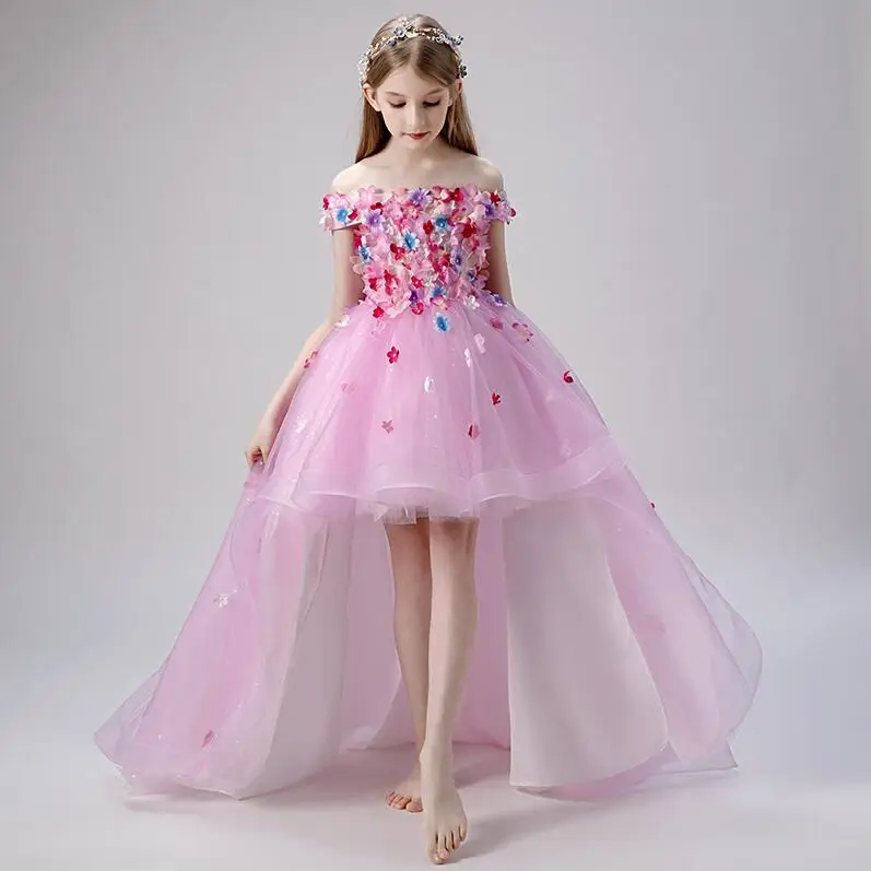 new arrived unique Princess girl flower long party dress fashion USA boutique shop dress baby girls party