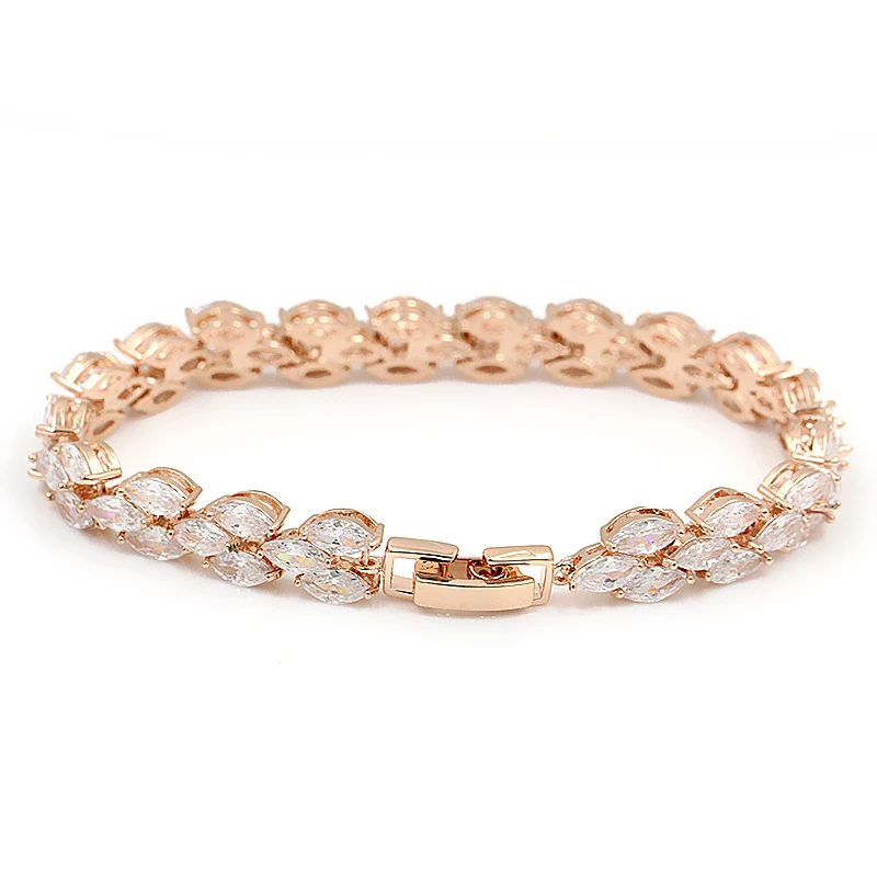 High Quality Brilliant Marquise Cut Cubic Zirconia CZ Zircon Crystal Bridal Wedding Tennis Bracelet