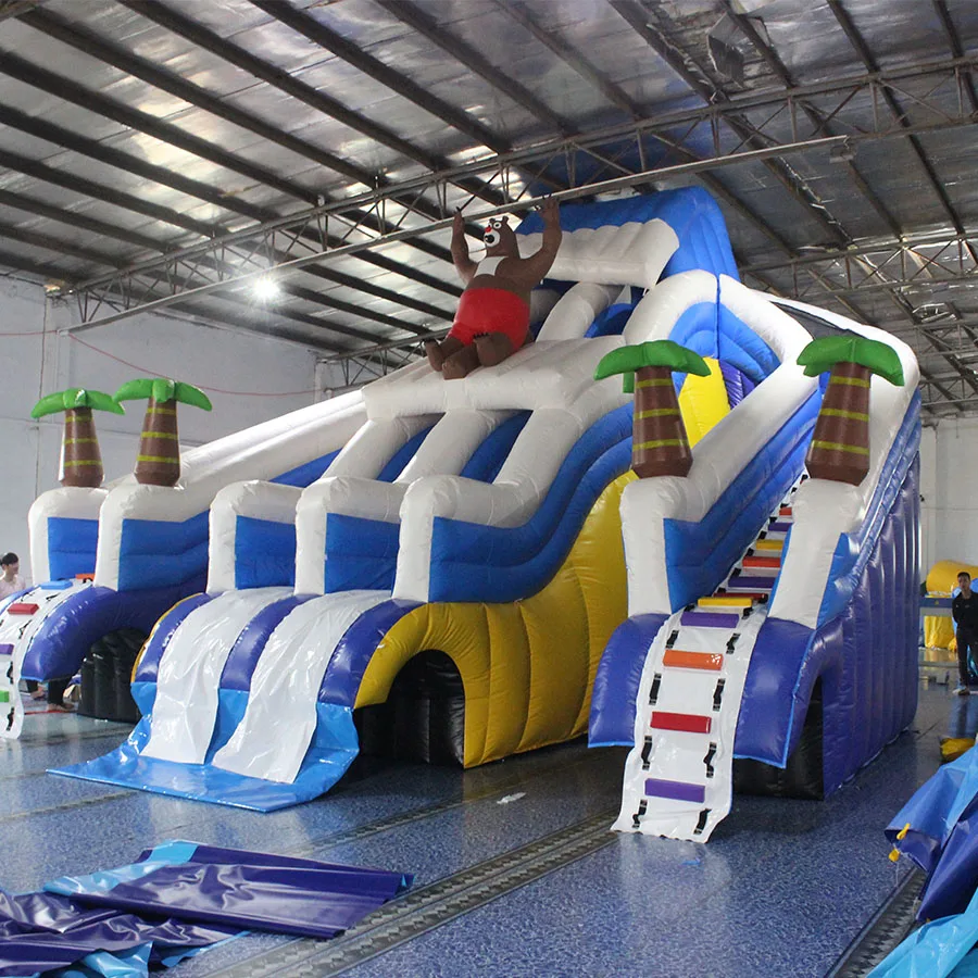 Factory Price Inflatable Bear Theme Slide Inflatable Animal Aqua Park Equipment For Kids
