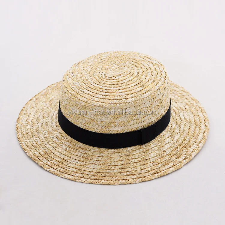 
2020 new style summer fashion wheat straw hat straw boater hat with black band 