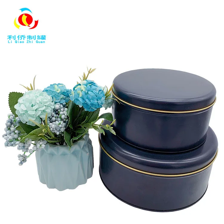 Factory direct high quality tin cans Handmade cookie boxes Black round cans