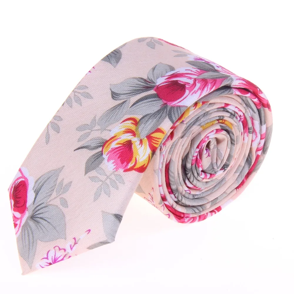 Качественные ткани для галстука, галстук из 100% хлопка, жаккардовый галстук с цветочным рисунком