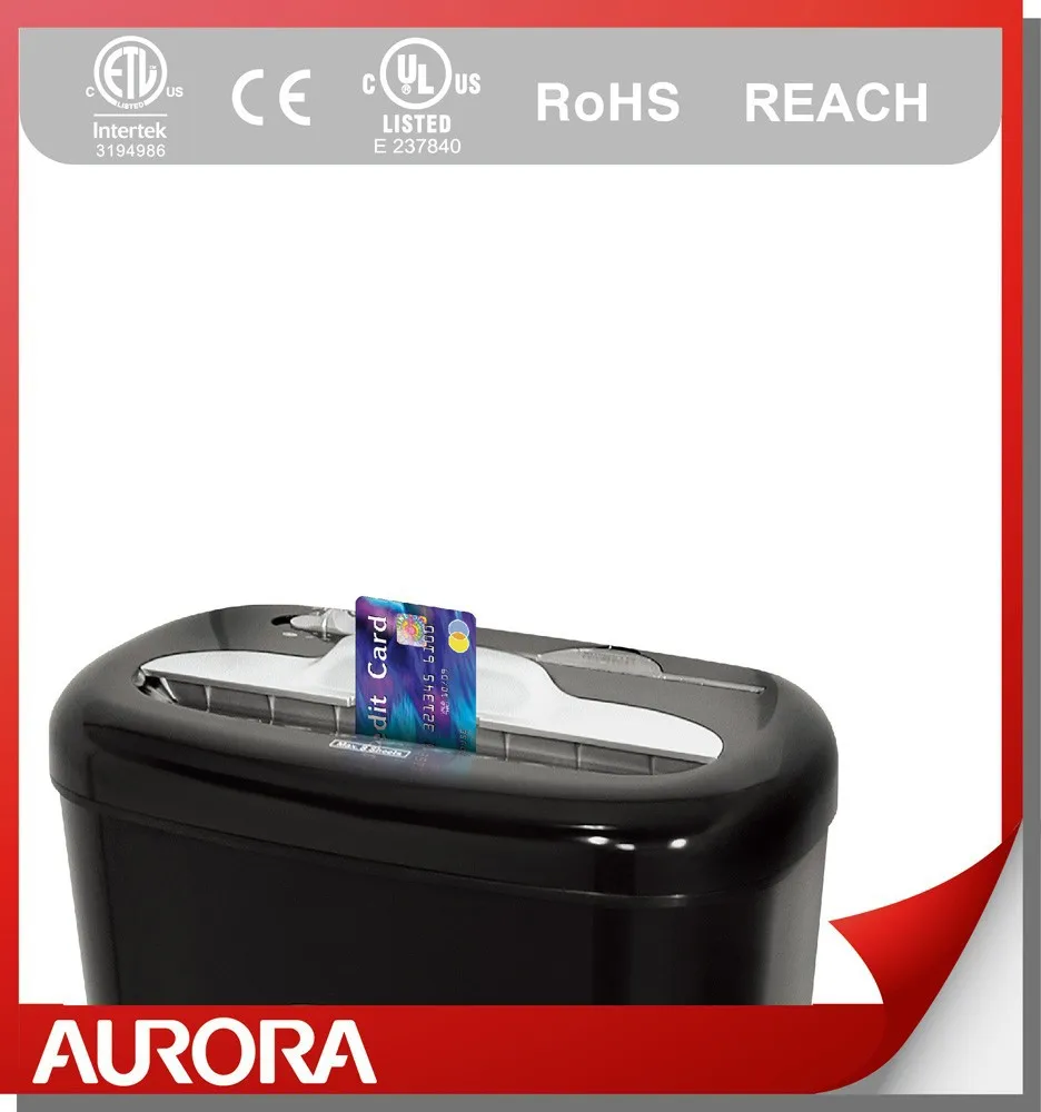 Aurora AS800CD Plastic Paper Shredder, 8 sheet (A4) Cross cut 5x47 mm,Light Duty Shredding machine for Home & Office