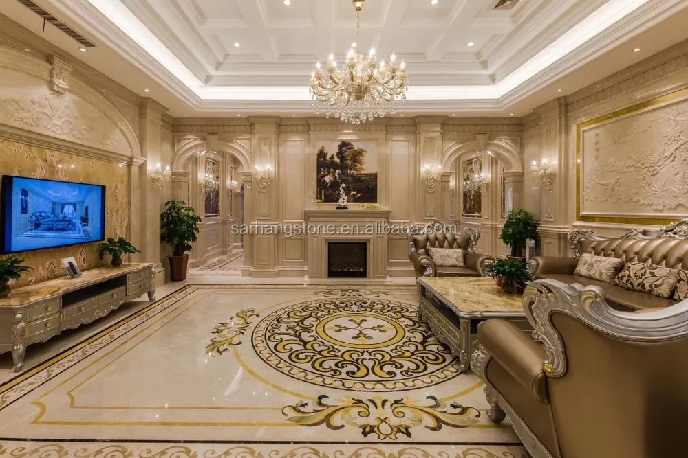 Декоративная Цветочная мраморная плитка waterjet для гостиной, дизайнерская напольная плитка