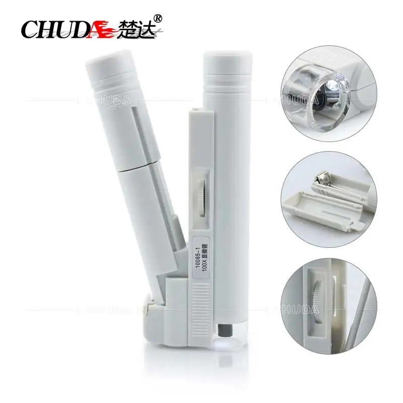 Мини Портативный микроскоп алмазное ювелирное изделие увеличительное стекло со светодиодной подсветкой