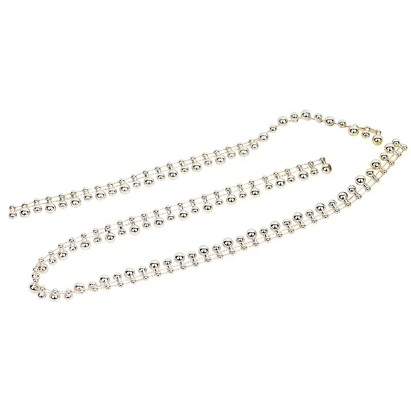 Самая популярная пластиковая зеленая Рождественская гирлянда из бусин с жемчугом для Рождественского украшения