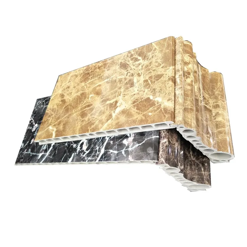 China High density Pvc Decoration Line for edifice elevator good price color marble  pvc baseboard skirting board