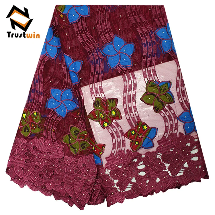 embroidery net lace trim with ankara fabric lace for garment