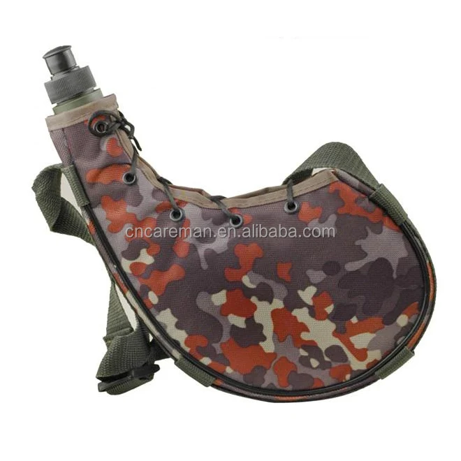 750ml Hunting Camouflage Spanish Wine Bota Bag, Kidney Shaped Plastic Water Canteen OEM Orders Accepted