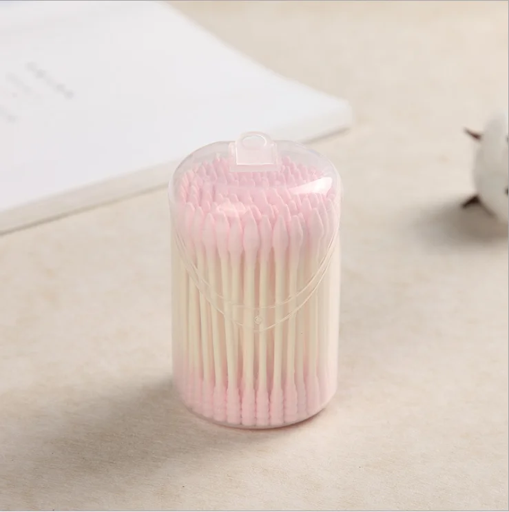 pink bamboo stick cotton swabs tip shape q tips for daily use