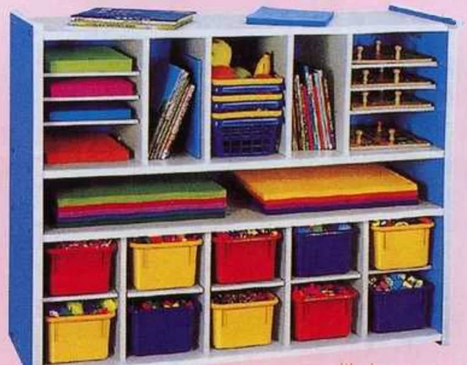 
Kids Wooden Toy Storage Cabinet Wood Kindergarten School Furniture 