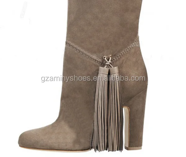 
Comfortable Pretty Steps fashion woman lady China ankle short suede boots with tassel 