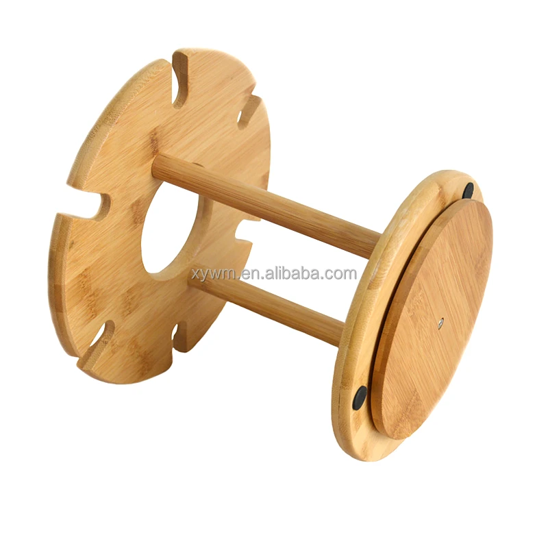  Подставка для вина Lazy Susan из натурального бамбука с держателем бутылки и 6
