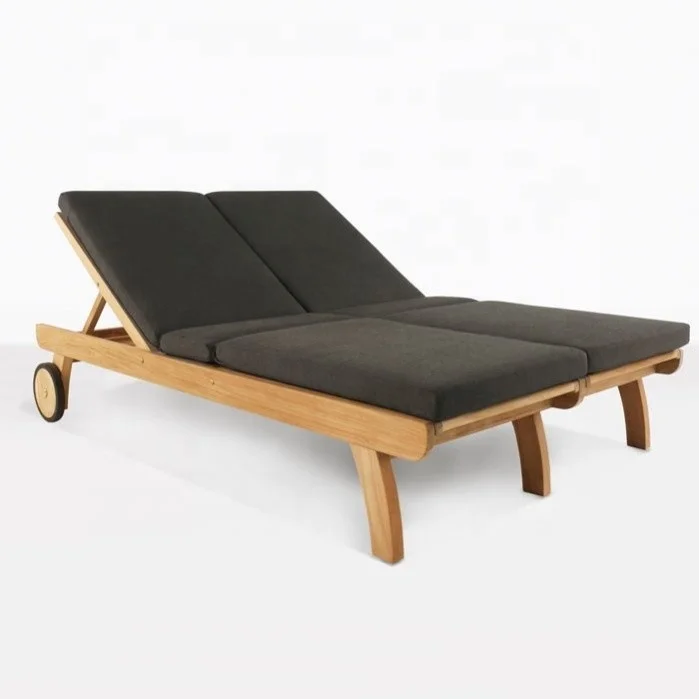 Outdoor fashionable style teak double beach lounger