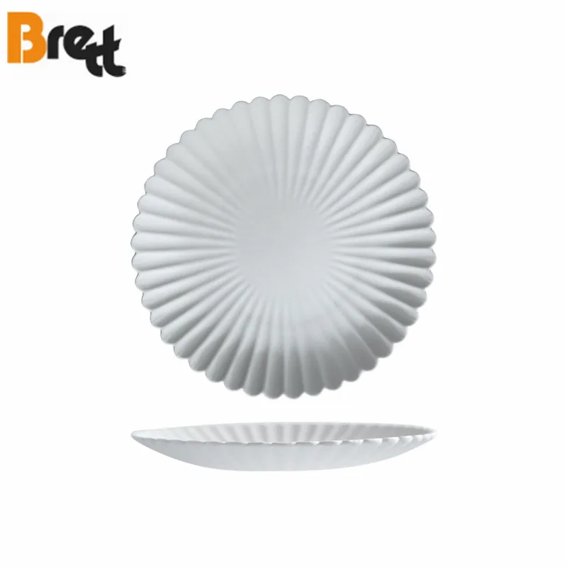 Brett European style dinnerware ceramic black rectangle dinner plate and bowl for restaurant